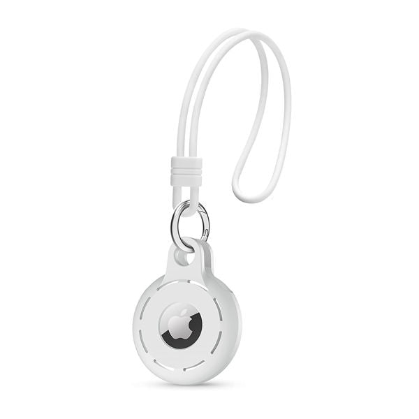 Airtag Holder with Keyring, Wrist Strap, Carabiner Keychain Ring | White Airtag Holder with Keyring, Wrist Strap, Carabiner Keychain Ring | White